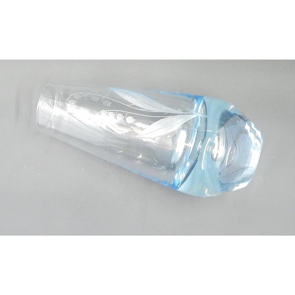 Randsfjord Handblown Glass Etched Bluebell Crystal Vase Controlled Bubble Base - Picture 10 of 12